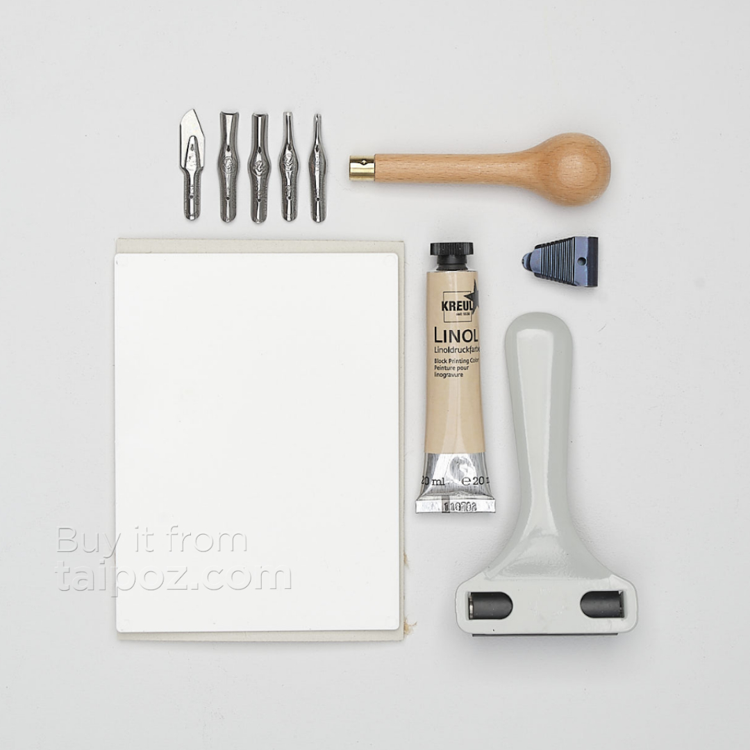 Bộ dụng cụ khắc lino kèm mực và miếng khắc Brause