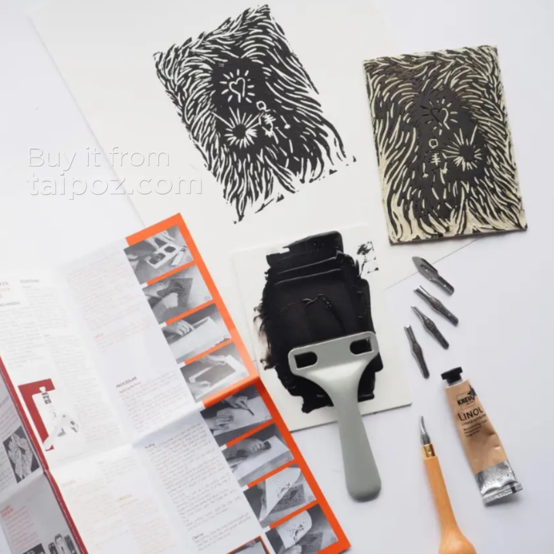 Bộ dụng cụ khắc lino kèm mực và miếng khắc Brause