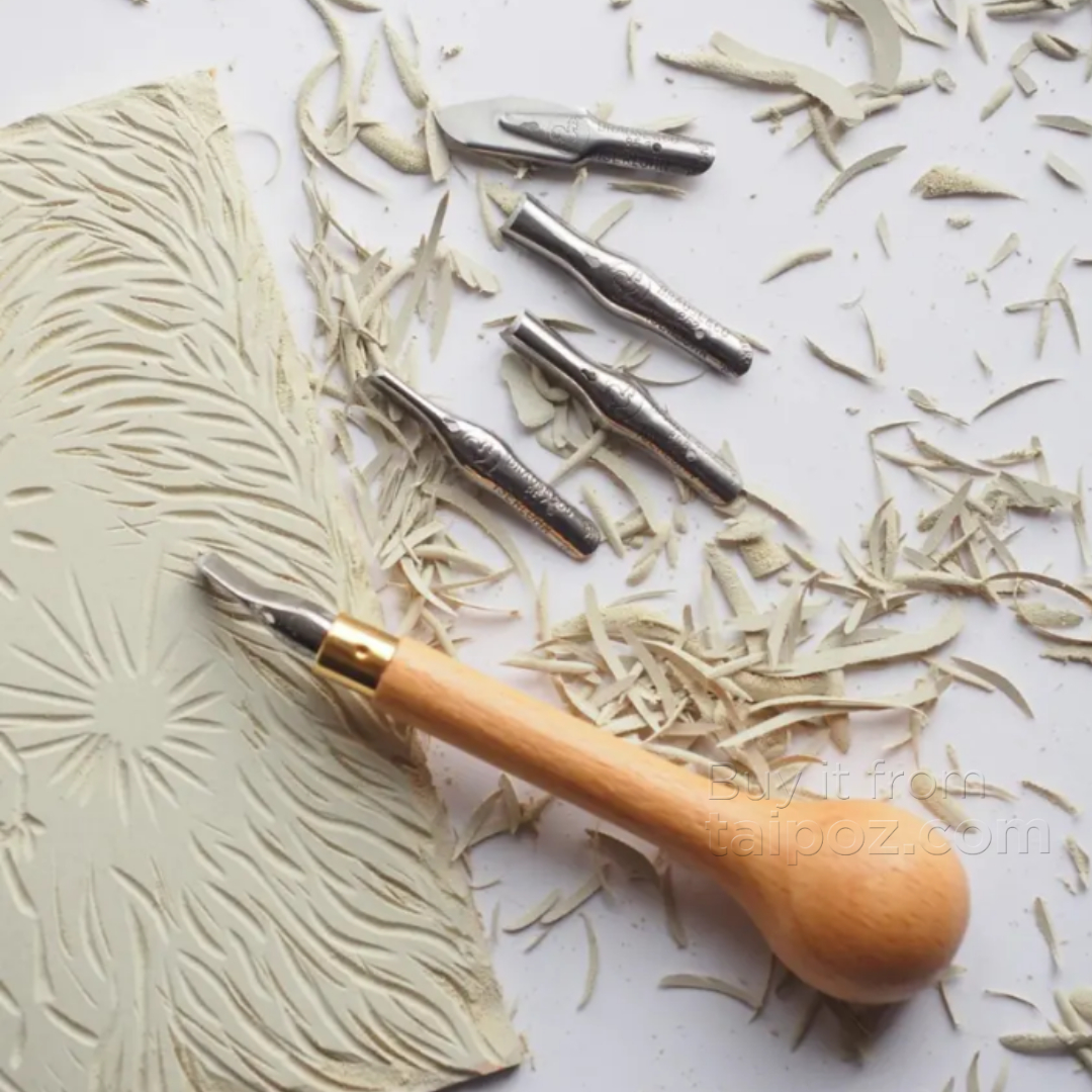 Bộ dụng cụ khắc lino kèm mực và miếng khắc Brause
