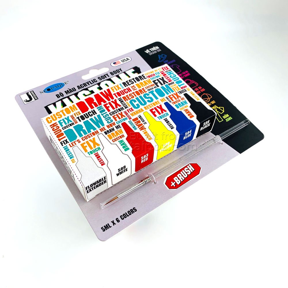 Bộ màu acrylic soft body Kustome kèm cọ