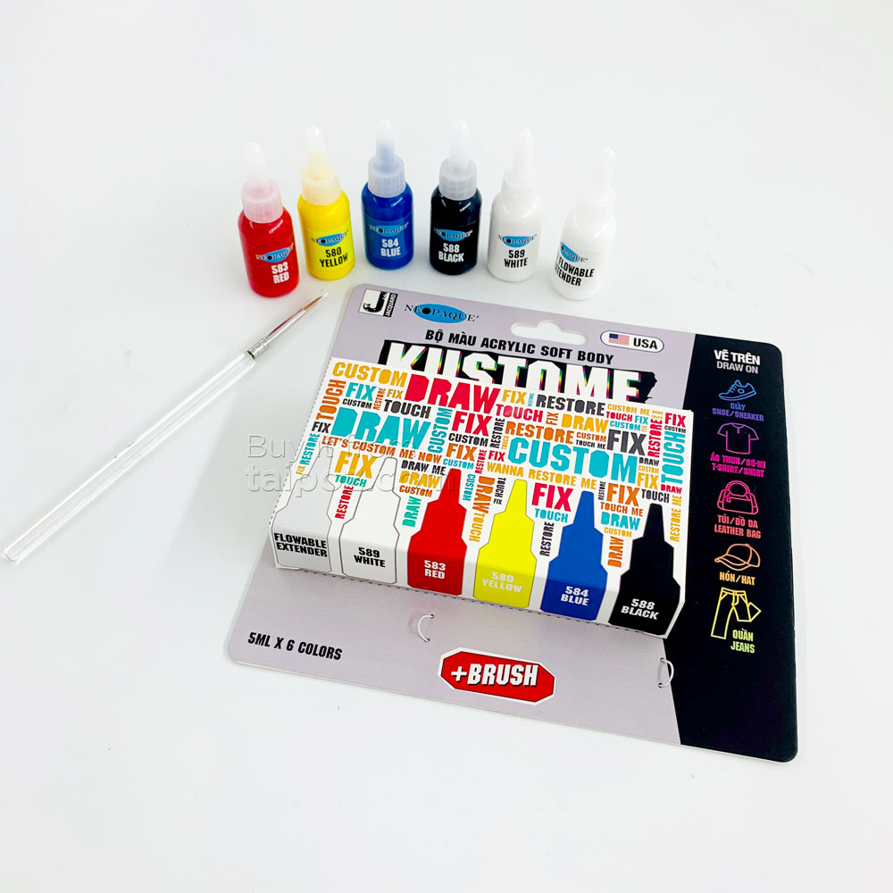 Bộ màu acrylic soft body Kustome kèm cọ