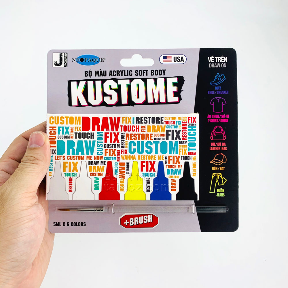 Bộ màu acrylic soft body Kustome kèm cọ