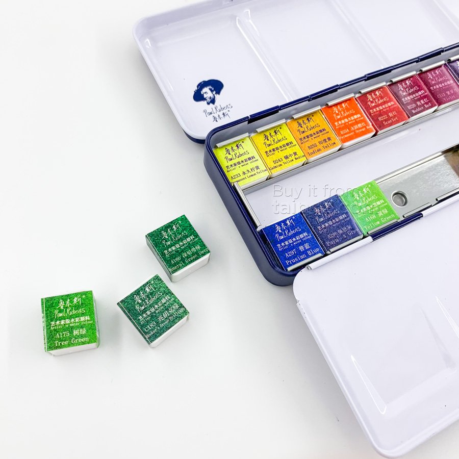Màu nước Paul Rubens, thẻ half-pan kèm hộp đựng kim loại
