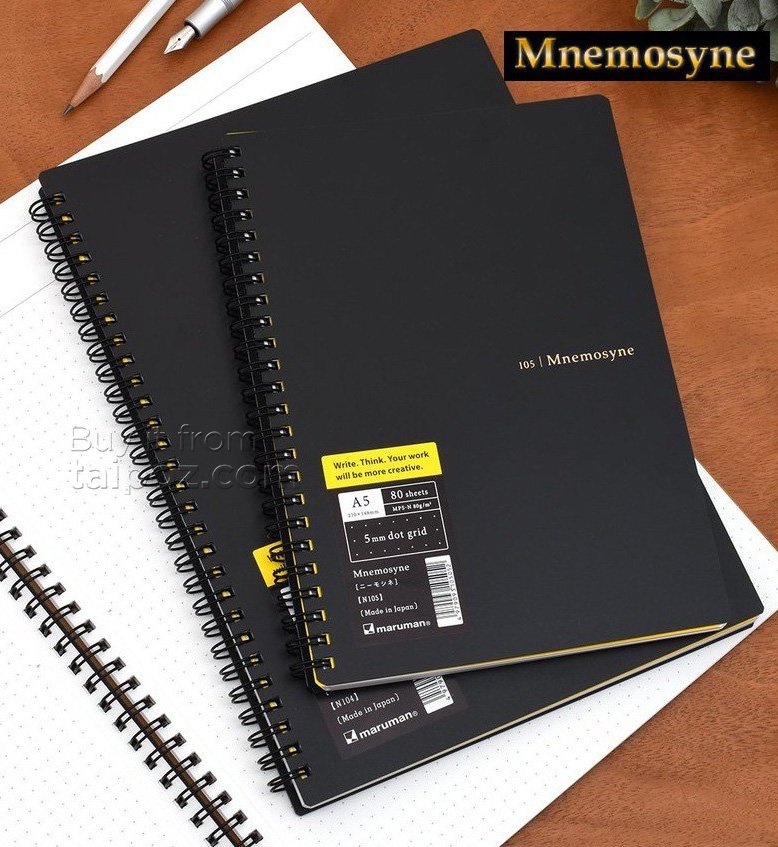 Sổ tay bìa nhựa cứng gáy lò xo Maruman Mnemosyne Notebook