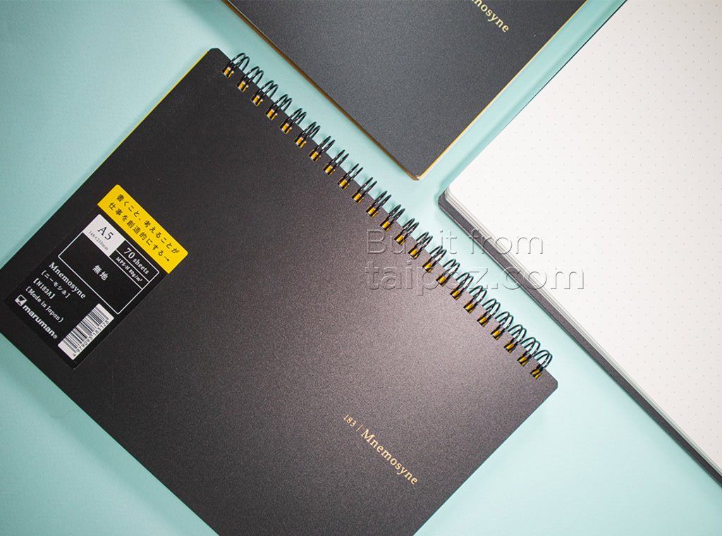 Sổ tay bìa nhựa cứng gáy lò xo Maruman Mnemosyne Notebook