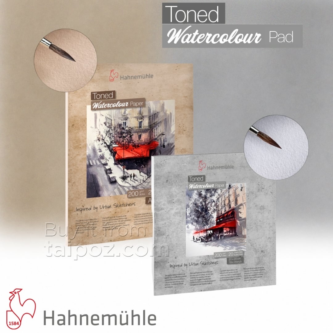 Sổ vẽ màu nước giấy tông xám & nâu Hahnemuhle, gáy keo