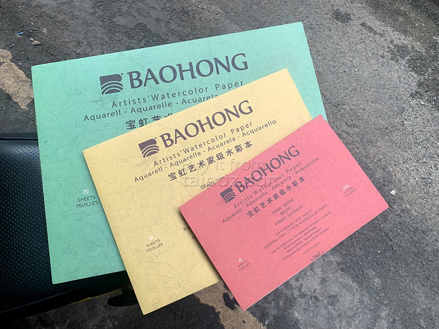 Sổ màu nước hạng họa sĩ Baohong 300gsm 100% cotton, dạng block