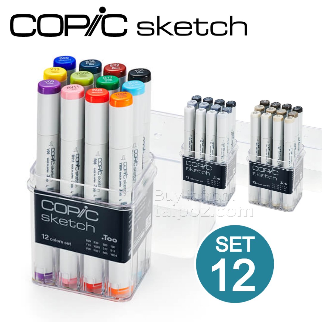 Bộ bút marker Copic Sketch, bộ 12 màu