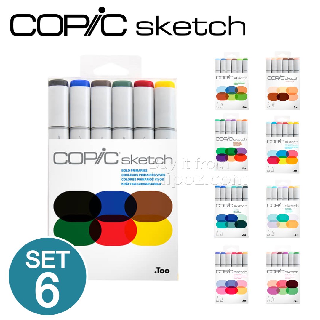 Bộ bút marker Copic Sketch, bộ 6 màu