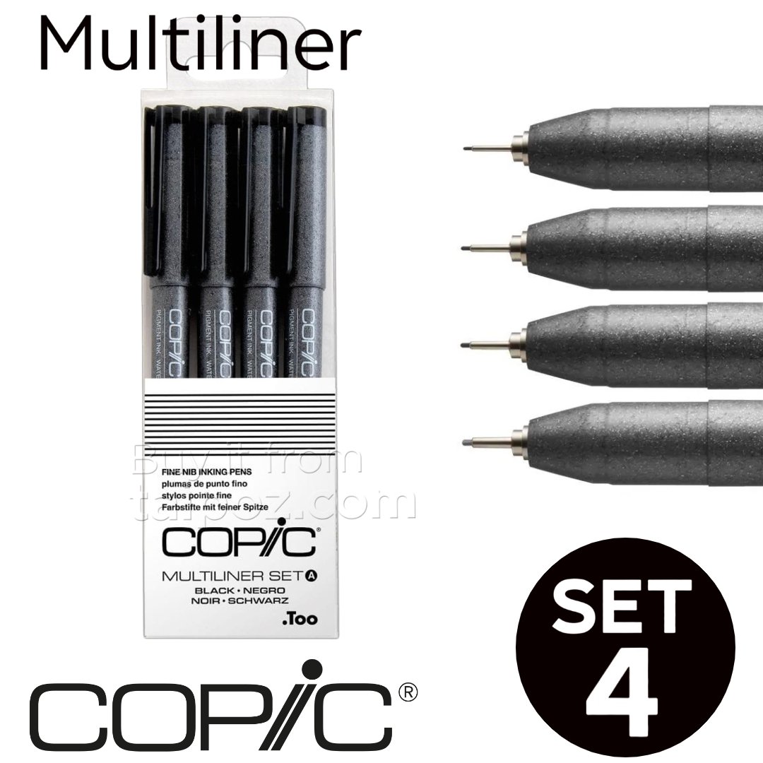 Bút đi nét Copic Multiliner, bộ 4 cây