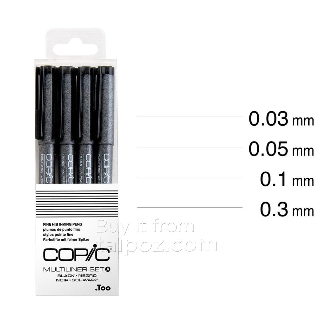Bút đi nét Copic Multiliner, bộ 4 cây