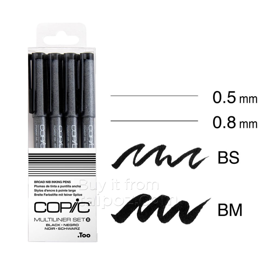 Bút đi nét Copic Multiliner, bộ 4 cây