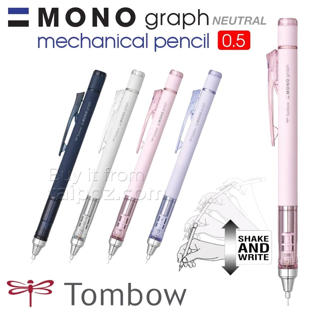 Bút chì kim Tombow Mono Graph Shaker 0.5mm, Màu Neutral
